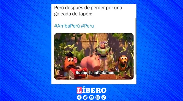 "Lo intentamos", una frase de Toy Story elegida para graficar el Perú - Japón.