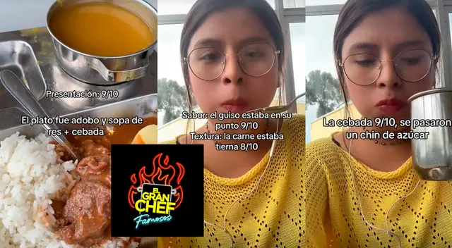 La alumna sanmarquina calificó su almuerzo al mismo estilo que  'El gran chef famosos'.