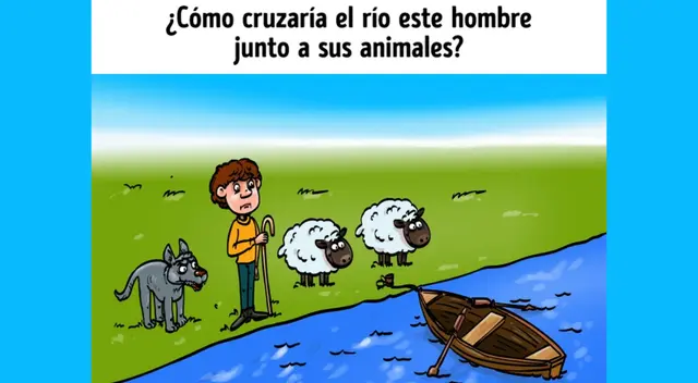 Solo el 2% de los usuarios pudo resolver el enigma visual del hombre junto a sus ovejas y lobo.