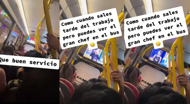 Pasajero disfruta de 'El Gran Chef famosos' en transporte público. Pasajero disfruta de 'El Gran Chef famosos' en transporte público.