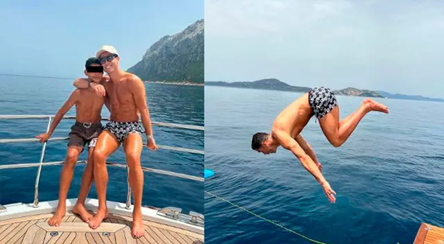 Cristiano Ronaldo y su familia disfrutan de unas vacaciones en una playa.