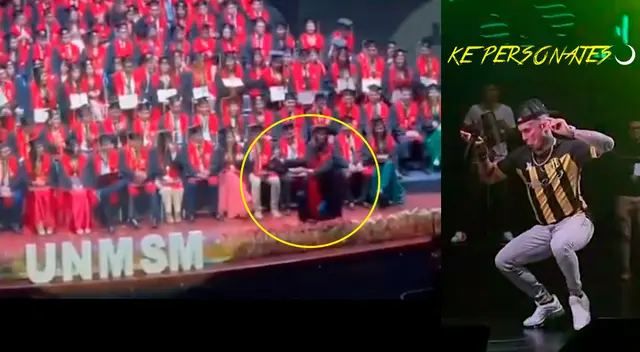 El joven decidió celebrar su graduación realizando el popular paso de Ke Personajes. El joven decidió celebrar su graduación realizando el popular paso de Ke Personajes.