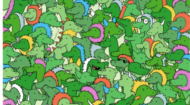 Hay tres cocodrilos ocultos entre los dragones. ¿Podrás encontrarlos?