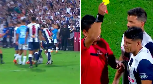 El árbitro Joel Alarcón decidió sacarle amarilla a Jesús Castillo.