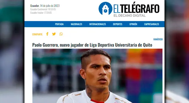 LDU reforzó su ataque con el delantero nacional Paolo Guerrero. Foto: El Telégrafo LDU reforzó su ataque con el delantero nacional Paolo Guerrero. Foto: El Telégrafo