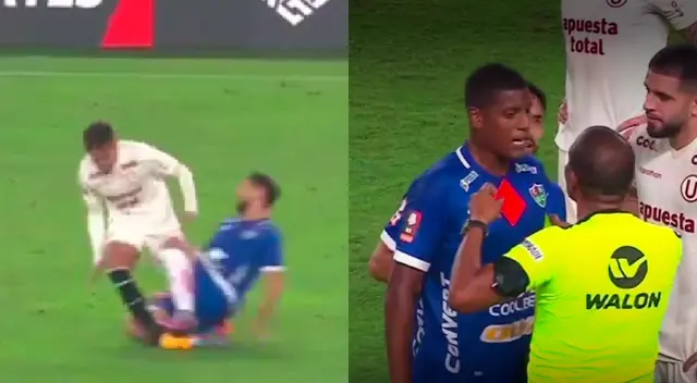 Kelvin Sánchez fue expulsado tras fuerte falta contra Pérez Guedes.