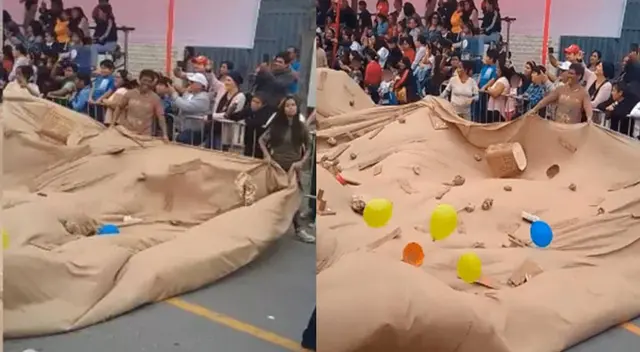Jóvenes escolares se lucen con 'huaico' en desfile de su colegio