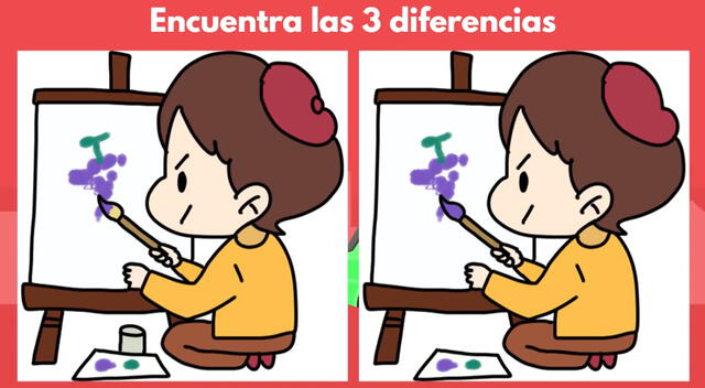 El curioso reto visual del molesto pintor y las tres diferencias en las imágenes. El curioso reto visual del molesto pintor y las tres diferencias en las imágenes.