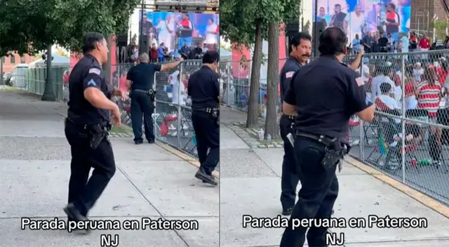 Un policía de Estados Unidos disfrutó de la salsa en el festival peruano.