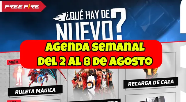 Conoce cuáles son los ítems de la agenda semanal de Free Fire: desde ruleta mágica hasta una M14. Conoce cuáles son los ítems de la agenda semanal de Free Fire: desde ruleta mágica hasta una M14.