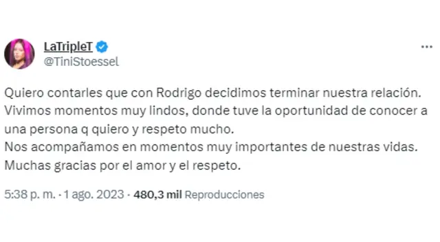 tini y rodrigo de paul terminaron