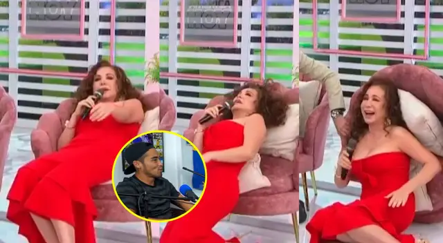 La conductora de "América Hoy" desató risas luego de caerse en vivo tras burlarse del debut del 'Gato' Cuba.