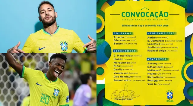 Brasil dio su lista de convocados para enfrentar a Perú.