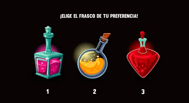 Escoge uno de los frascos para que puedas conocer detalles reveladoras de tu vida sentimental con tu pareja. Escoge uno de los frascos para que puedas conocer detalles reveladoras de tu vida sentimental con tu pareja.