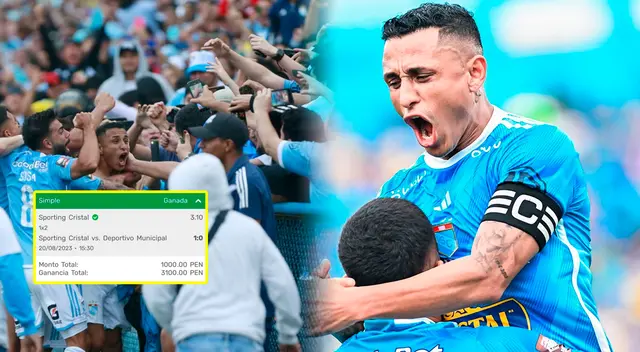 Hincha apuesta a partido de Sporting Cristal vs Deportivo Municipal por la Liga 1 Torneo Clausura 2023 y gol de Yoshimar Yotún le hace ganar.