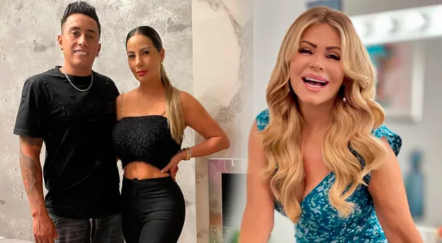 Christian Cueva, jugador de Alianza Lima, y su esposa Pamela López posaron junto a Gisela Valcárcel para una fotografía.