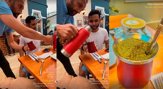 Hernán Barcos sorprendió a su cliente preparándole un mate al mismo estilo que un argentino.