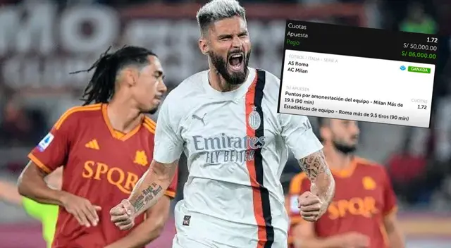 El apostador peruano se llevó 85 mil soles por apostar al Milan contra la Roma. El apostador peruano se llevó 85 mil soles por apostar al Milan contra la Roma.