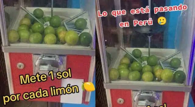 Un emprendedor peruano no vio mejor idea que vender limones en un dispensador de dulces.