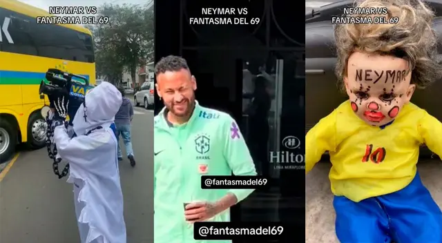 Neymar tuvo una curiosa reacción tras ver a hincha peruano vestido del 'Fantasma del 69'.