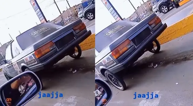 El increíble vehículo circula por las calles de Lima con estas singulares llantas.