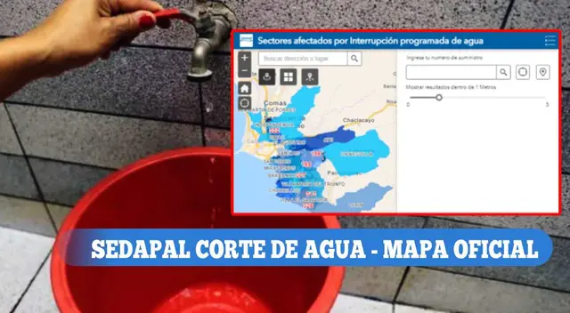Sedapal anunció corte de agua en 22 distritos de Lima.