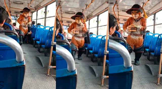 Un vendedor ambulante viene recibiendo críticas positivas por su disfraz de 'El gato con botas'. Un vendedor ambulante viene recibiendo críticas positivas por su disfraz de 'El gato con botas'.
