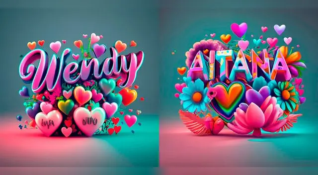 Descarga GRATIS nombres Wendy y Aitana en 3D con Inteligencia Artificial. Descarga GRATIS nombres Wendy y Aitana en 3D con Inteligencia Artificial.