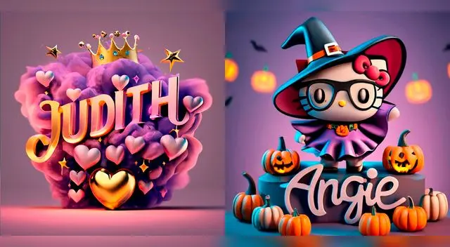 Ideogramas de nombres Judith y Angie en 3D con Inteligencia Artificial. Ideogramas de nombres Judith y Angie en 3D con Inteligencia Artificial.