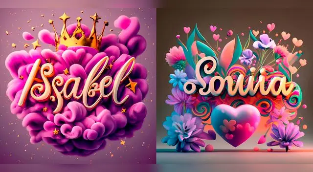 Ideogramas de nombres personalizados Isabel y Sonia con IA. Ideogramas de nombres personalizados Isabel y Sonia con IA.