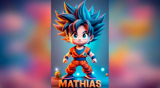 Mathias, con diseño en 3D y una imagen de Goku | Ideogram