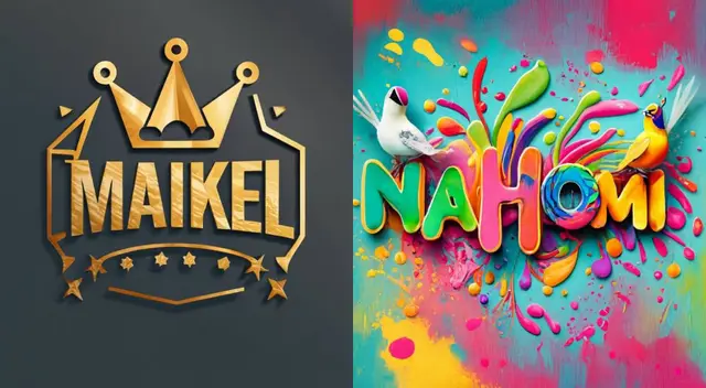 Revisa los nombres 3D creados con inteligencia artificial para Miakel y Nahomi.