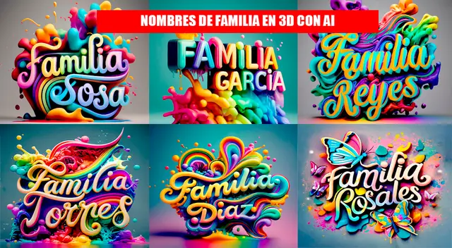 Descarga nombres de familias en 3D personalizados con Ideogram e Inteligencia Artificial.