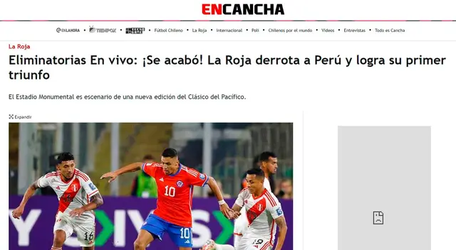 Así informó En Cancha la victoria de Chile sobre Perú Así informó En Cancha la victoria de Chile sobre Perú