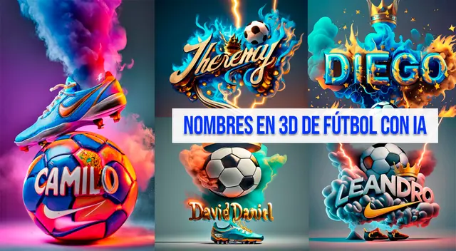 Descarga gratis AQUÍ los mejores diseños de nombres personalizados en 3D con Inteligencia Artificial para los amantes del fútbol.