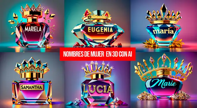 Obtén los mejores diseños de nombres personalizados de mujeres en 3D con Inteligencia Artificial gratis.