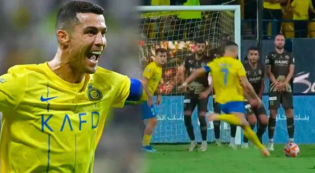 Gol de Cristiano Ronaldo para el 2-1 de Al Nassr ante Damac