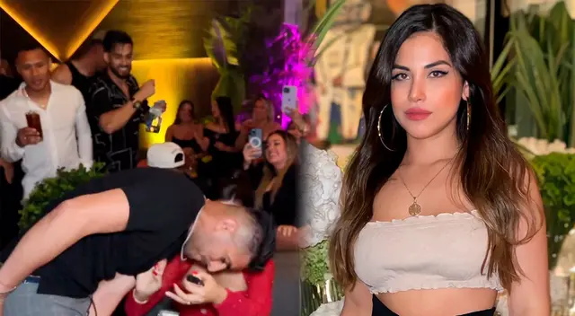 Marcia Succa, esposa de Zambrano, agradece a los asistentes de su cumpleaños.