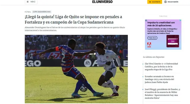 El Universo de Ecuador también se pronunció. El Universo de Ecuador también se pronunció.