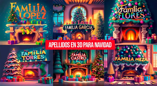 Apellidos personalizados con temática de Navidad en 3D con IA. Apellidos personalizados con temática de Navidad en 3D con IA.