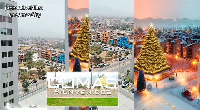 Filtro de Navidad sorprende en TikTok al 'cambiar' un barrio en Comas. Filtro de Navidad sorprende en TikTok al 'cambiar' un barrio en Comas.