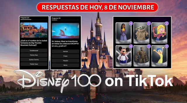 Conoce cuáles son las preguntas y respuestas del cuestionario Disney 100 del 8 de noviembre.