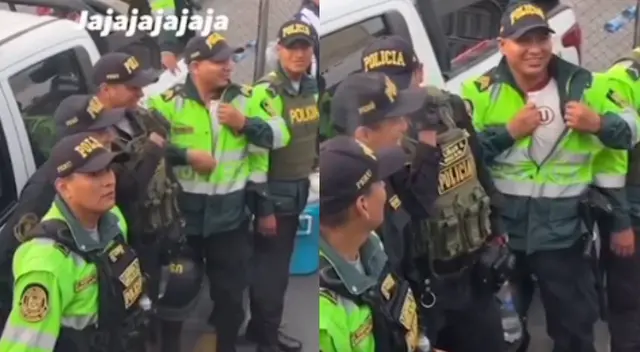 Policía mostró con orgullo la camiseta de Universitario en Matute.