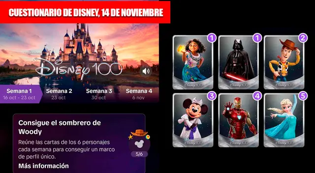 Revisa AQUÍ las respuestas correctas del Cuestionario Disney 100 en TikTok de HOY, 14 de noviembre.