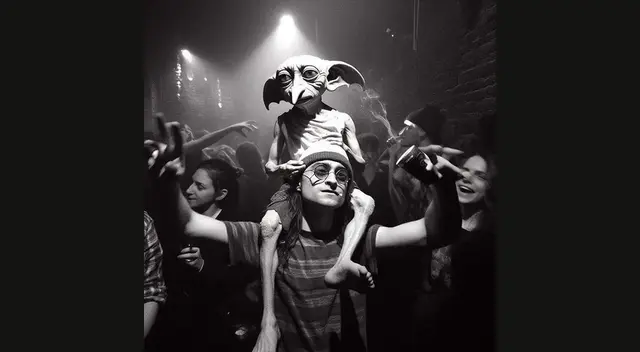 Dobby fue alzado en hombros por Harry.