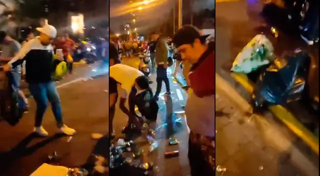 Venezolanos provistos de bolsas recogieron sus desperdicios luego de hinchar por su selección.