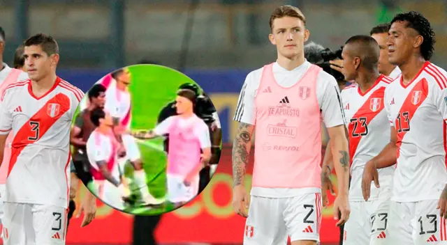 Oliver Sonne consoló a un conmovido Gianluca Lapadula tras el partido Perú vs. Venezuela Oliver Sonne consoló a un conmovido Gianluca Lapadula tras el partido Perú vs. Venezuela