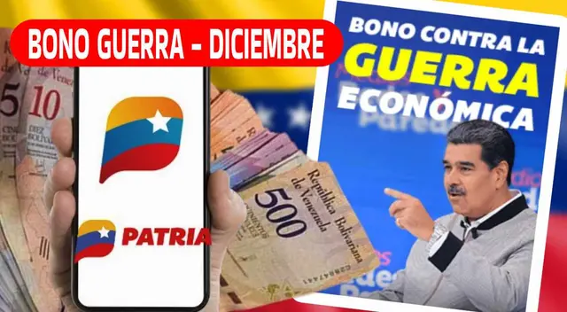 El Bono Guerra del mes de diciembre tendrá un nuevo monto y se pagará vía el Sistema Patria. El Bono Guerra del mes de diciembre tendrá un nuevo monto y se pagará vía el Sistema Patria.