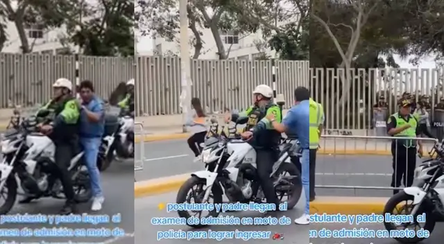 Policía motorizado ayudó a aspirante a llegar al examen de San Marcos