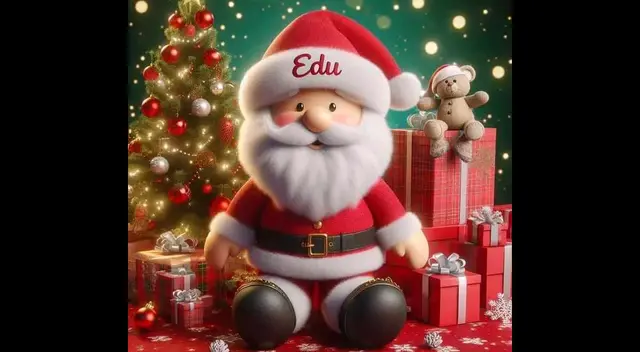 No dudes en descargar el nombre de Edu con diseño de Navidad 2023.